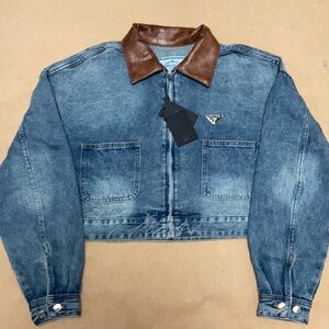 Women’s Prada Short Denim jackets With patchwork leather size Large